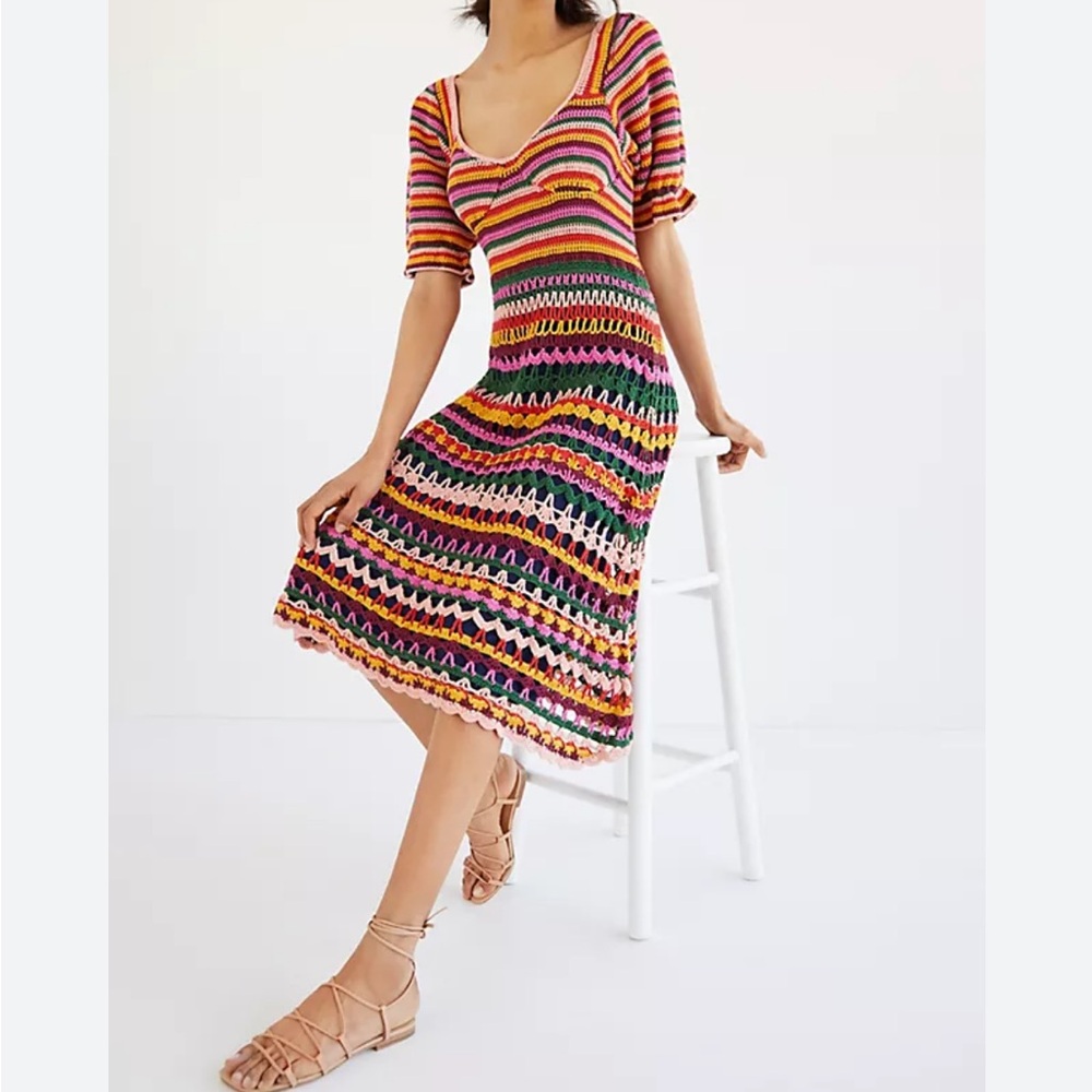 Farm Rio Paloma Crochet Midi Dress Multicolor NWT - too big on me!